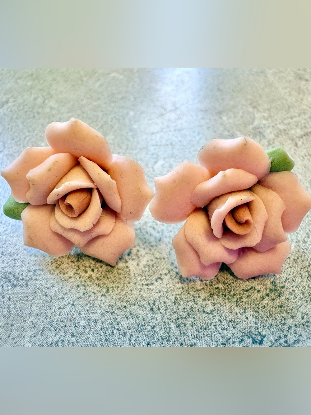 Pink Floral Rose Stud Earrings - Vintage 60s handmade Earrings